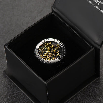 Flash St. Christopher Stainless Steel Ring for