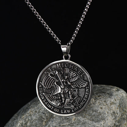 Oval Archangel Saint Michael Necklace Medal
