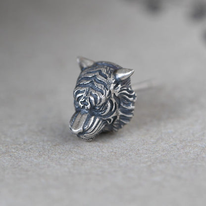 Ferocious Tiger Sterling Silver Earrings