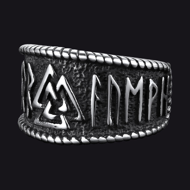 Norse Viking Valknut Ring With Rune for