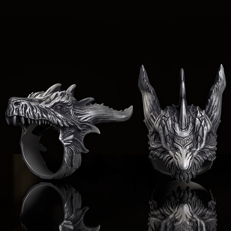 Fierce Dinosaur Head Sterling Silver Jewelry Set