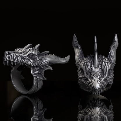 Fierce Dinosaur Head Sterling Silver Jewelry Set