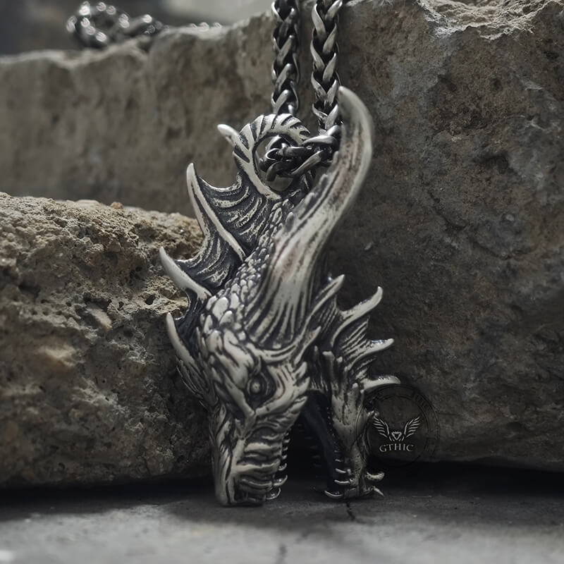 Fierce Dinosaur Head Sterling Silver Pendant