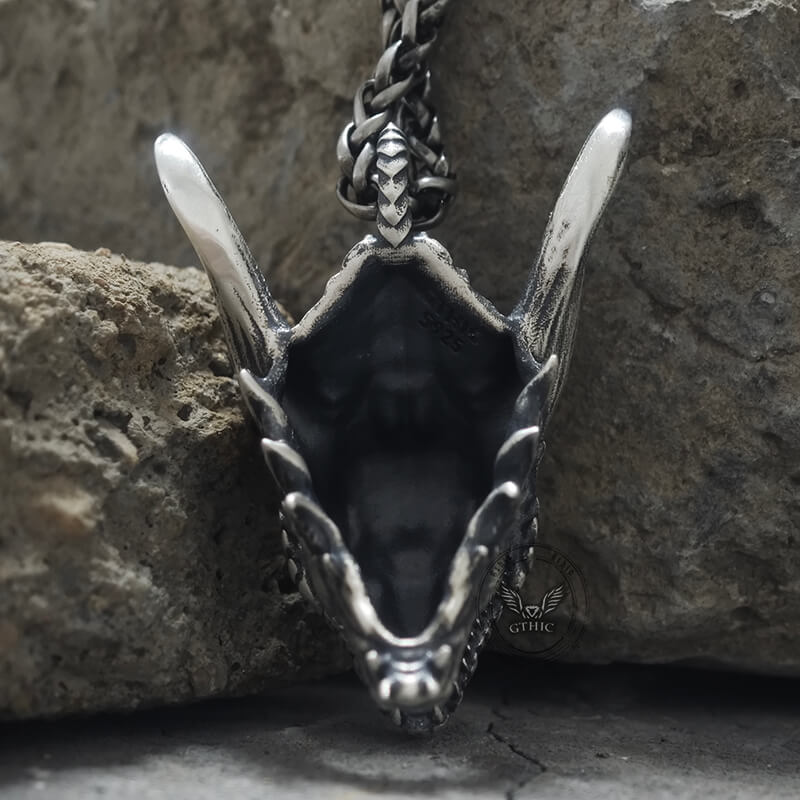 Fierce Dinosaur Head Sterling Silver Pendant
