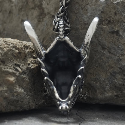 Fierce Dinosaur Head Sterling Silver Pendant