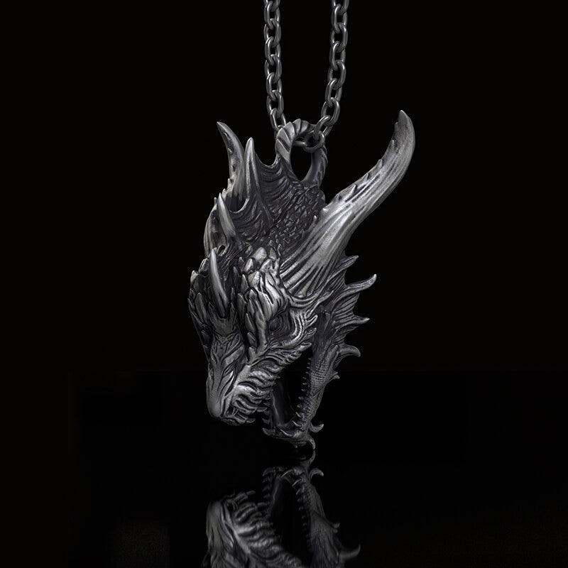 Fierce Dinosaur Head Sterling Silver Pendant