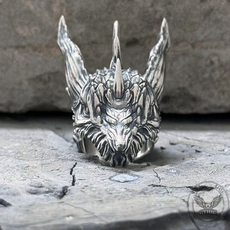 Fierce Dinosaur Head Sterling Silver Ring