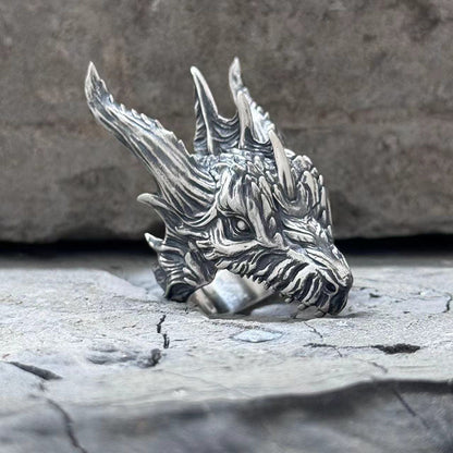 Fierce Dinosaur Head Sterling Silver Ring