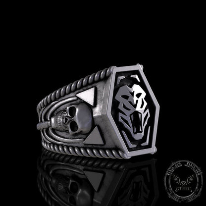 Fierce Tiger Sterling Silver Skull Ring