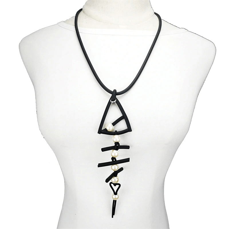 Fish Bone Pendant Necklaces / Gothic Long Necklace / Handmade Rubber Accessories