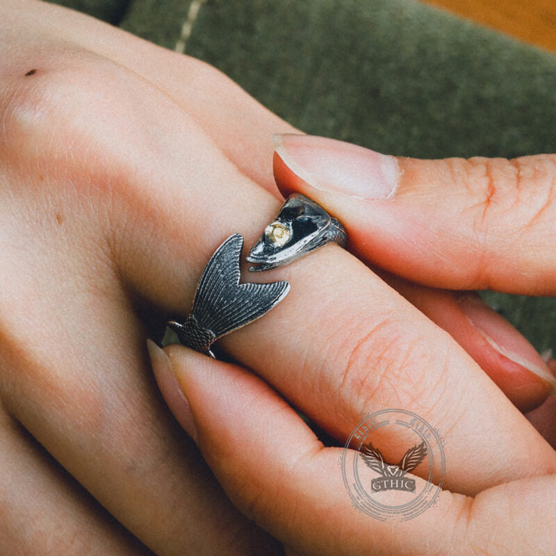 Fish Design Sterling Silver Open Ring