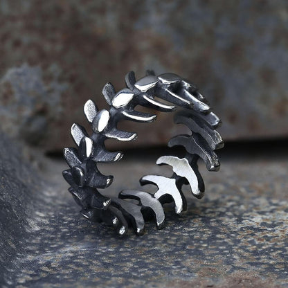 Fishbone Stainless Steel Vertebrae Ring