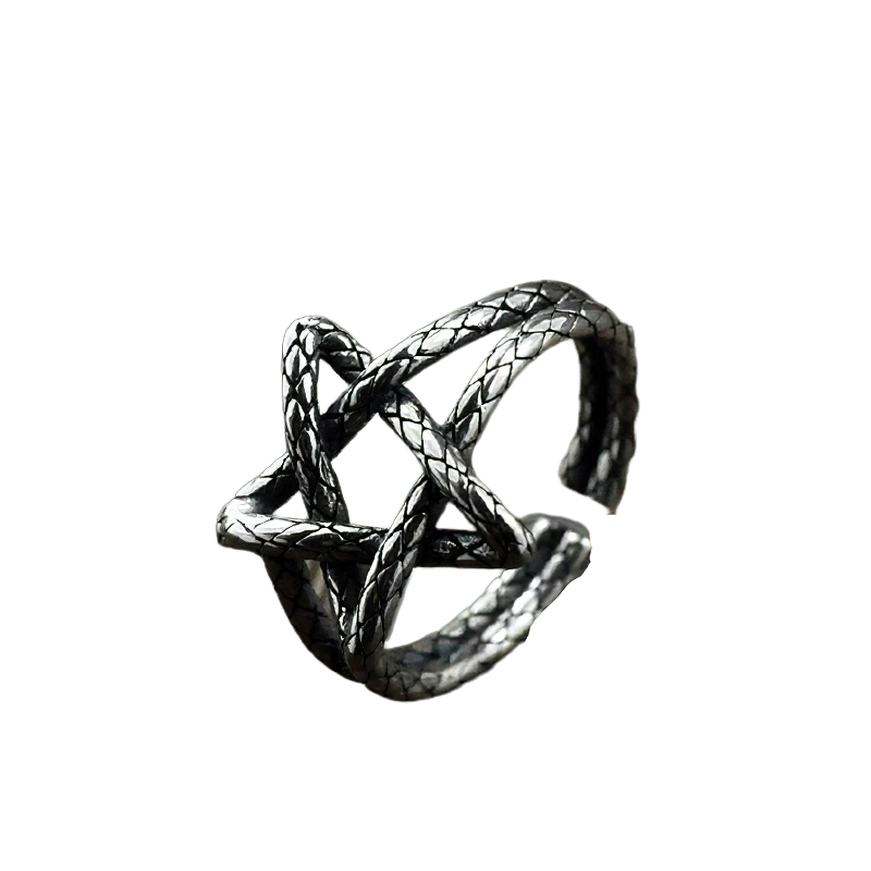 Five Star Open Retro Ring for / Adjustable Jewelry of 925 Sterling Silver