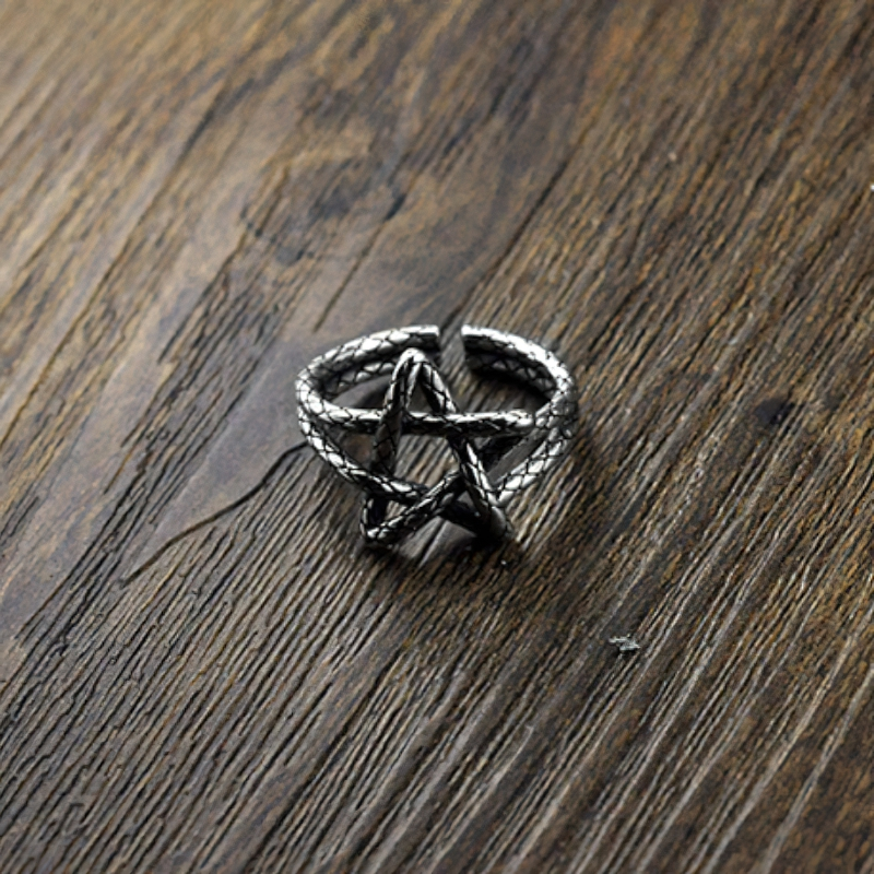 Five Star Open Retro Ring for / Adjustable Jewelry of 925 Sterling Silver