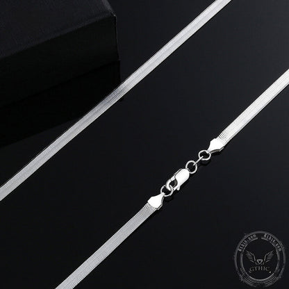 Flat Snake Chain Sterling Silver Necklace