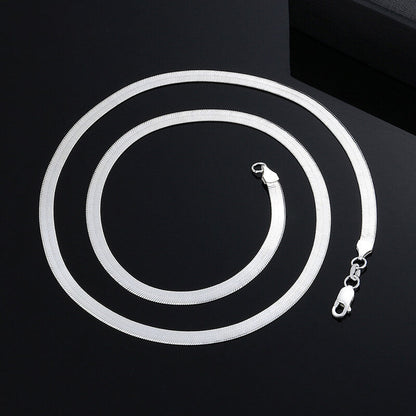 Flat Snake Chain Sterling Silver Necklace