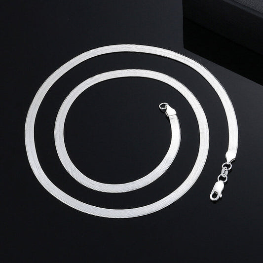 Flat Snake Chain Sterling Silver Necklace