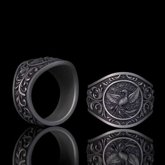 Scrolls Phoenix Sterling Silver Ring