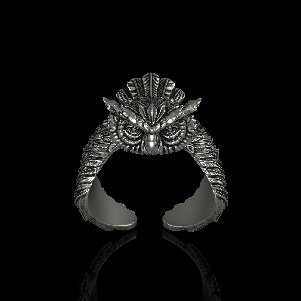 Flying Owl Sterling Silver Ring