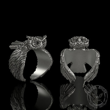 Flying Owl Sterling Silver Ring