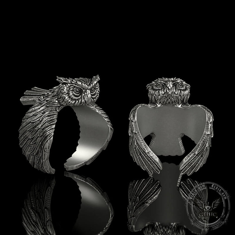 Flying Owl Sterling Silver Ring