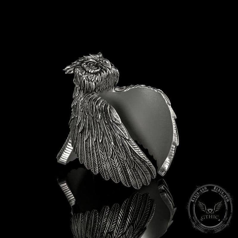 Flying Owl Sterling Silver Ring