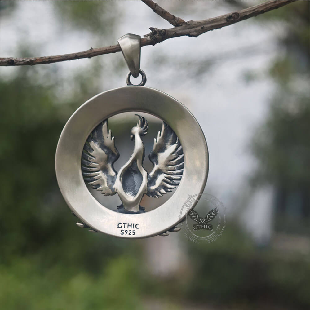 Flying Phoenix Totem Sterling Silver Pendant