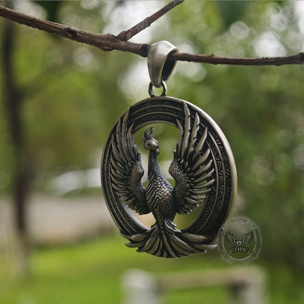 Flying Phoenix Totem Sterling Silver Pendant