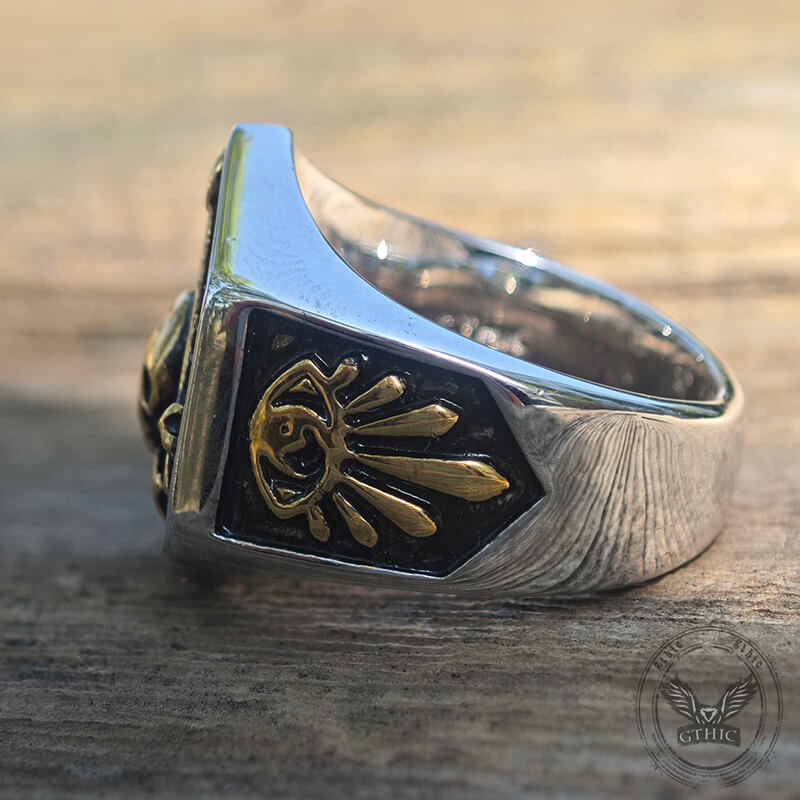 Freemason Light Sterling Silver Masonic Skull Ring