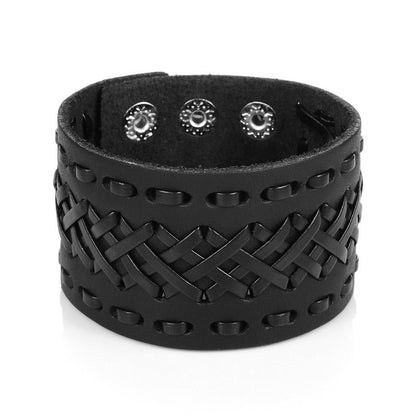 Genuine Leather Bracelets in Viking Style / Handmade Braided Wide Cuff Bracelets for and
