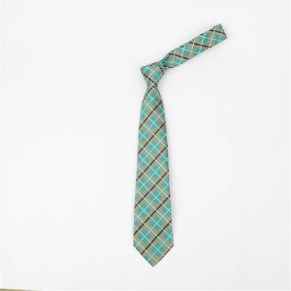 Geometric Check Striped Polyester Tie