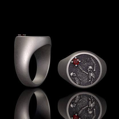 Give My Heart to You Red Gem Sterling Silver Skull Ring