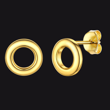 Sterling Silver Classic Circle Stud Earrings for