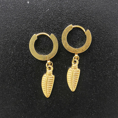 Gold Cross Stainless Steel Hoop Earrings