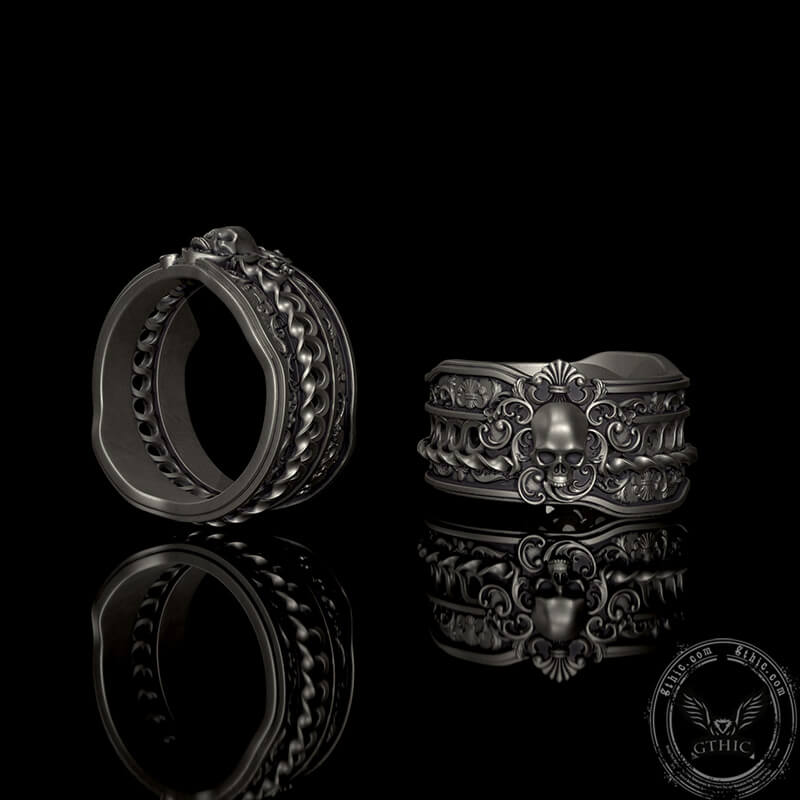 Goth Skull Sterling Silver Ring