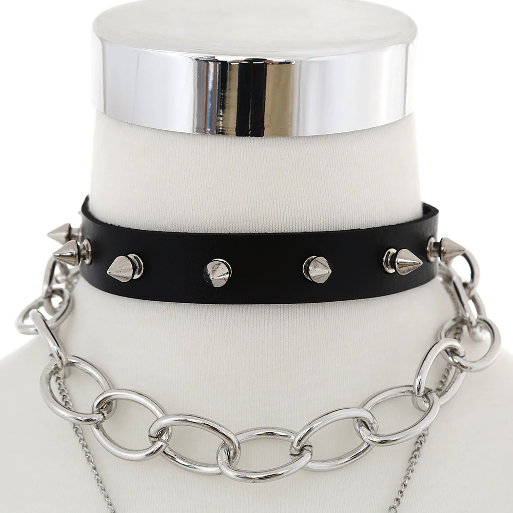 Gothic Black Choker Necklace for / Chain Collar Necklace