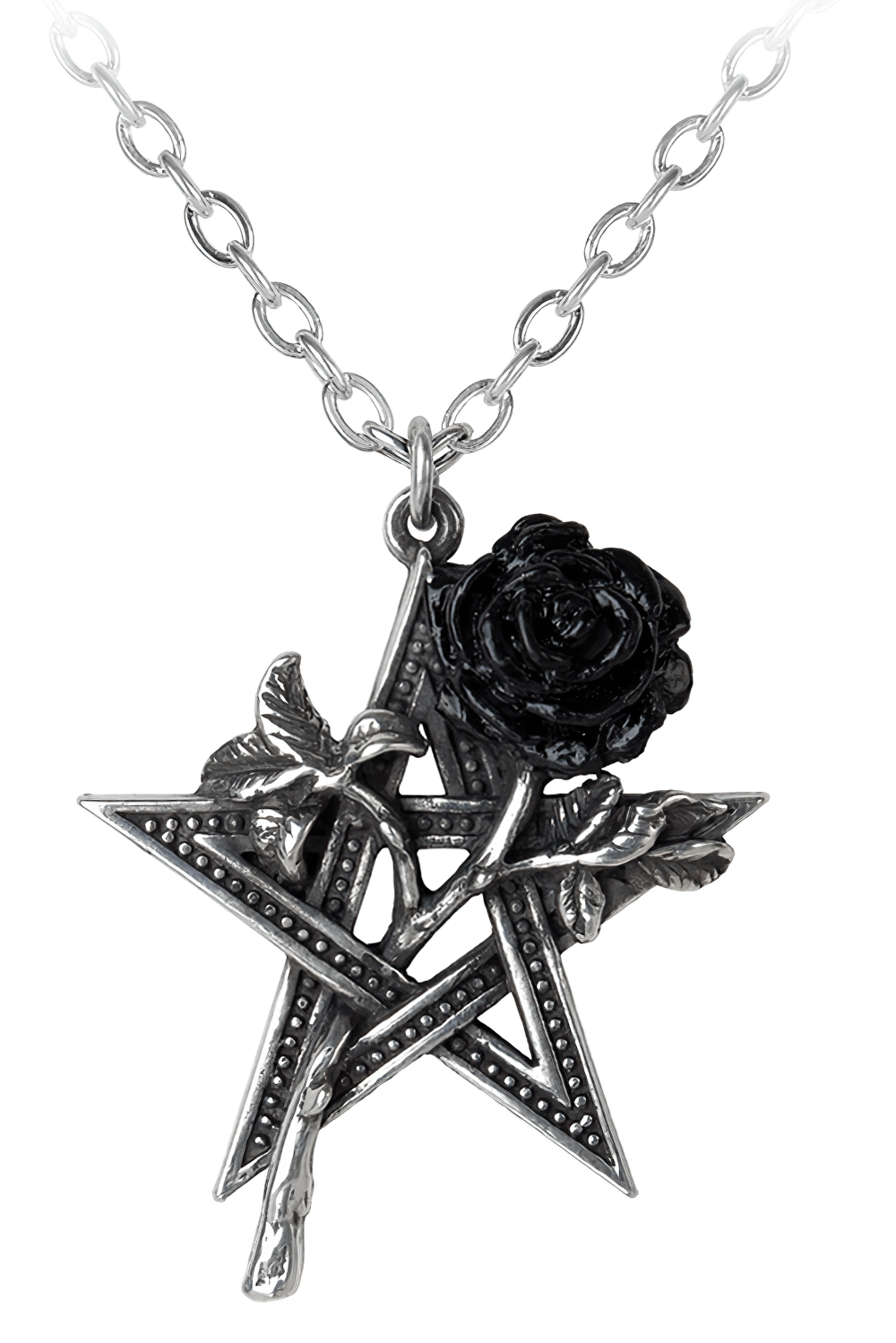 Gothic Black Rose and Pentagram Gothic Pendant