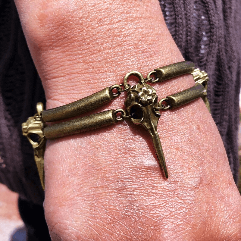 Gothic Crow Skull Bracelet for and / Mystery Witch Bracelets