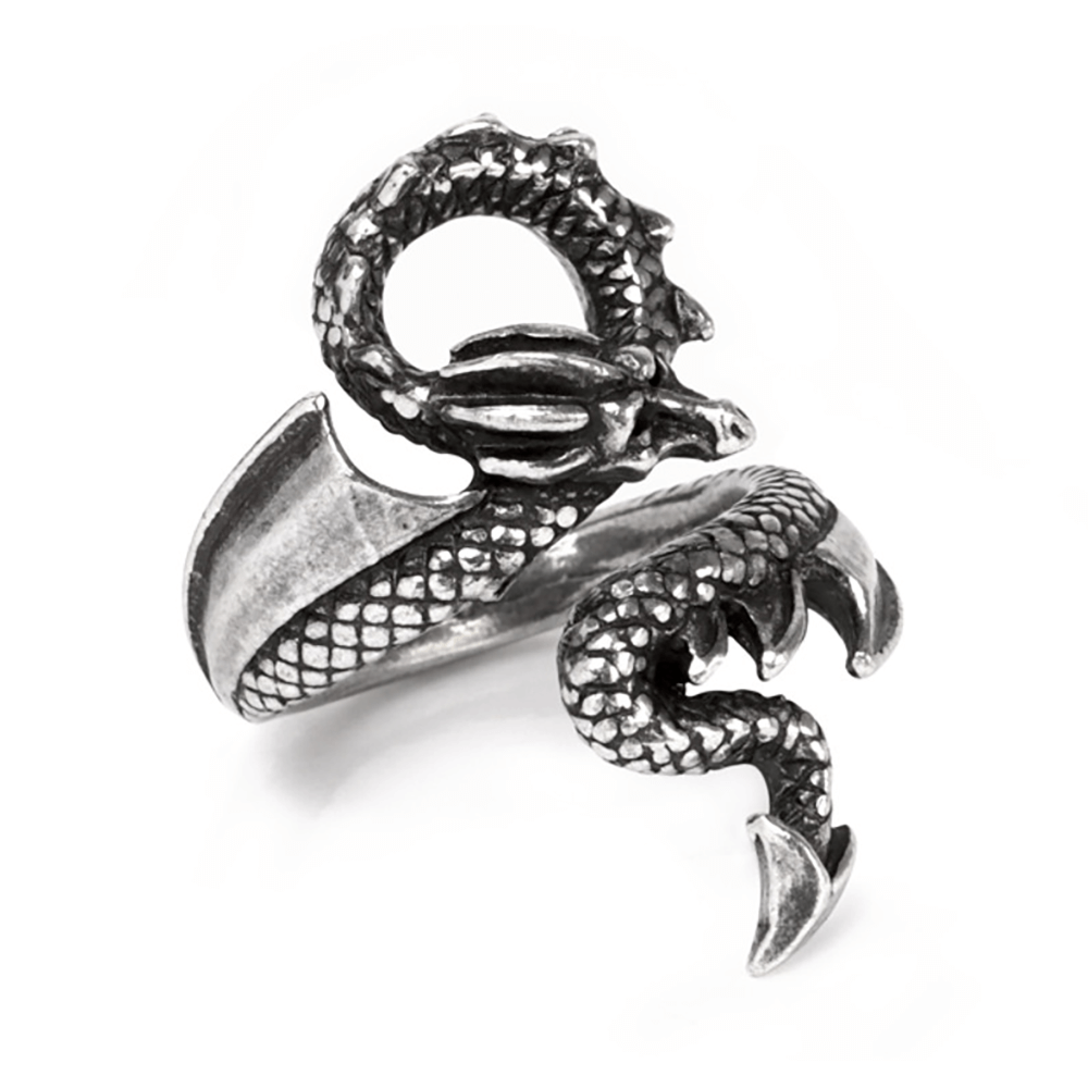 Gothic Dragon Lure Ring in English Antiqued Pewter