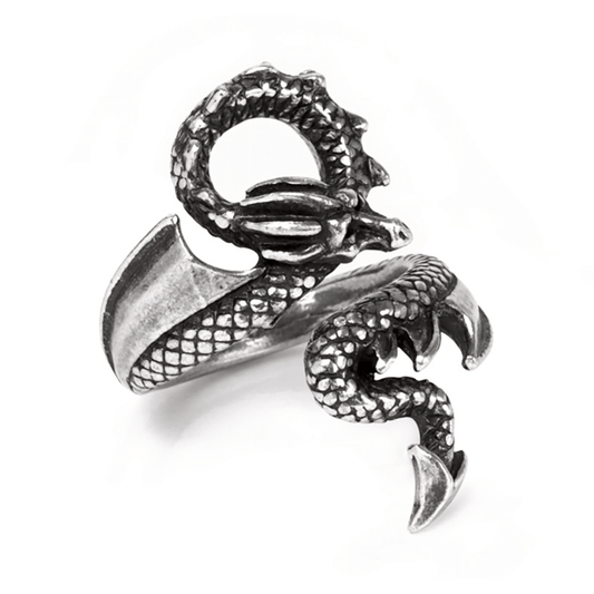 Gothic Dragon Lure Ring in English Antiqued Pewter
