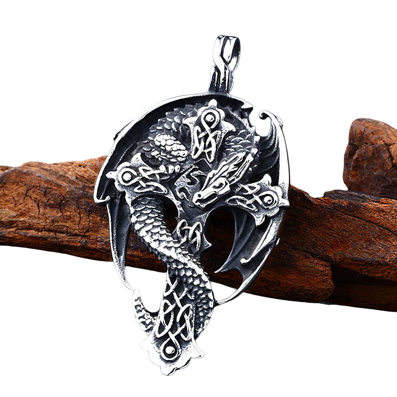 Gothic Dragon on the Cross Design Steel Pendant / Stylish Stainless Steel Necklace