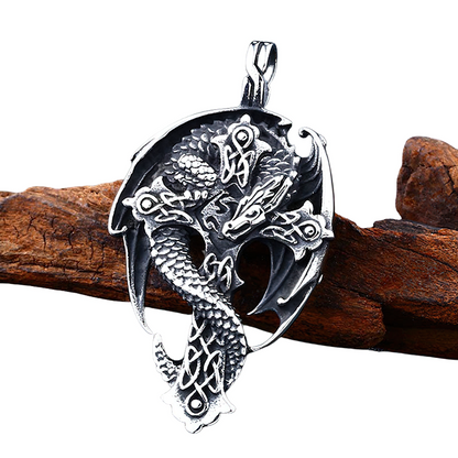 Gothic Dragon on the Cross Design Steel Pendant / Stylish Stainless Steel Necklace