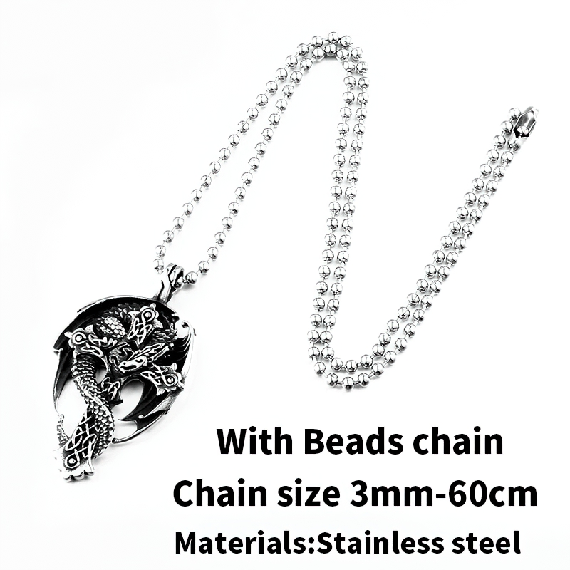 Gothic Dragon on the Cross Design Steel Pendant / Stylish Stainless Steel Necklace
