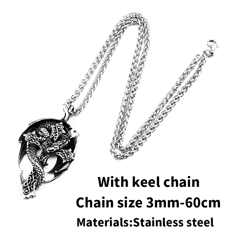 Gothic Dragon on the Cross Design Steel Pendant / Stylish Stainless Steel Necklace