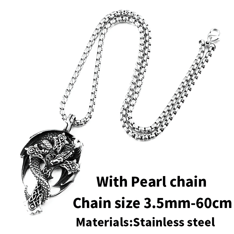 Gothic Dragon on the Cross Design Steel Pendant / Stylish Stainless Steel Necklace