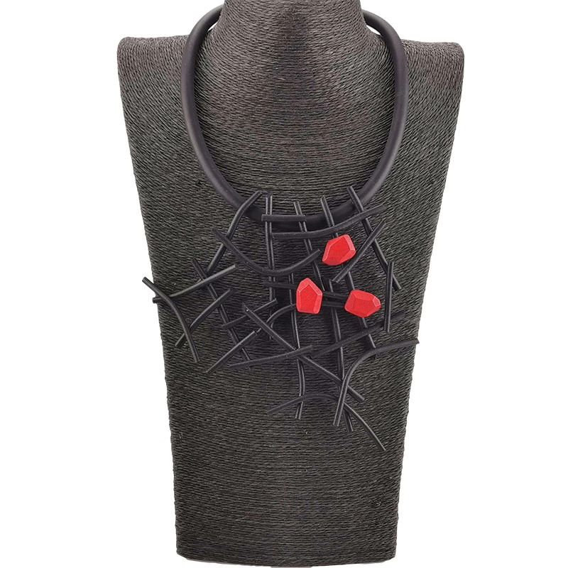 Gothic Handmade Rubber Wooden Necklace / Designer Necklaces for