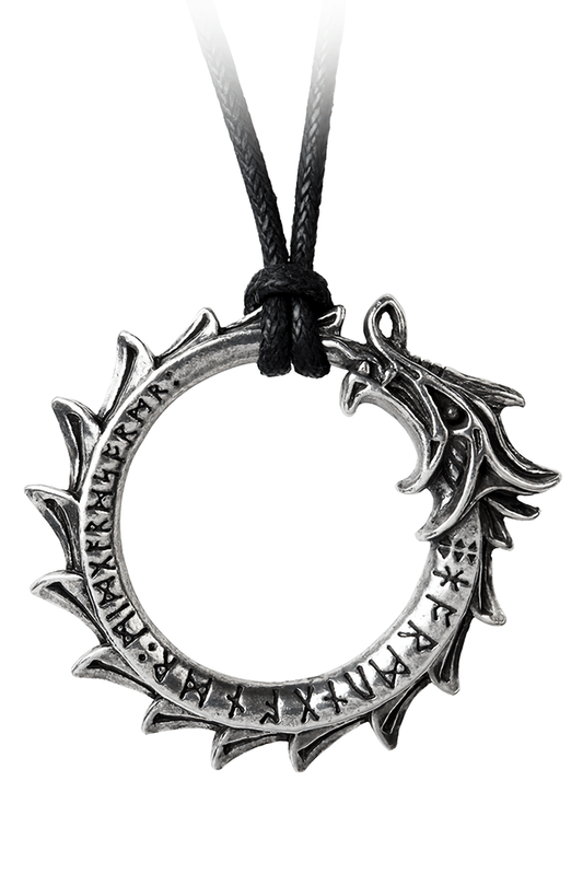 Gothic Norse Dragon Ouroboros Pendant Necklace