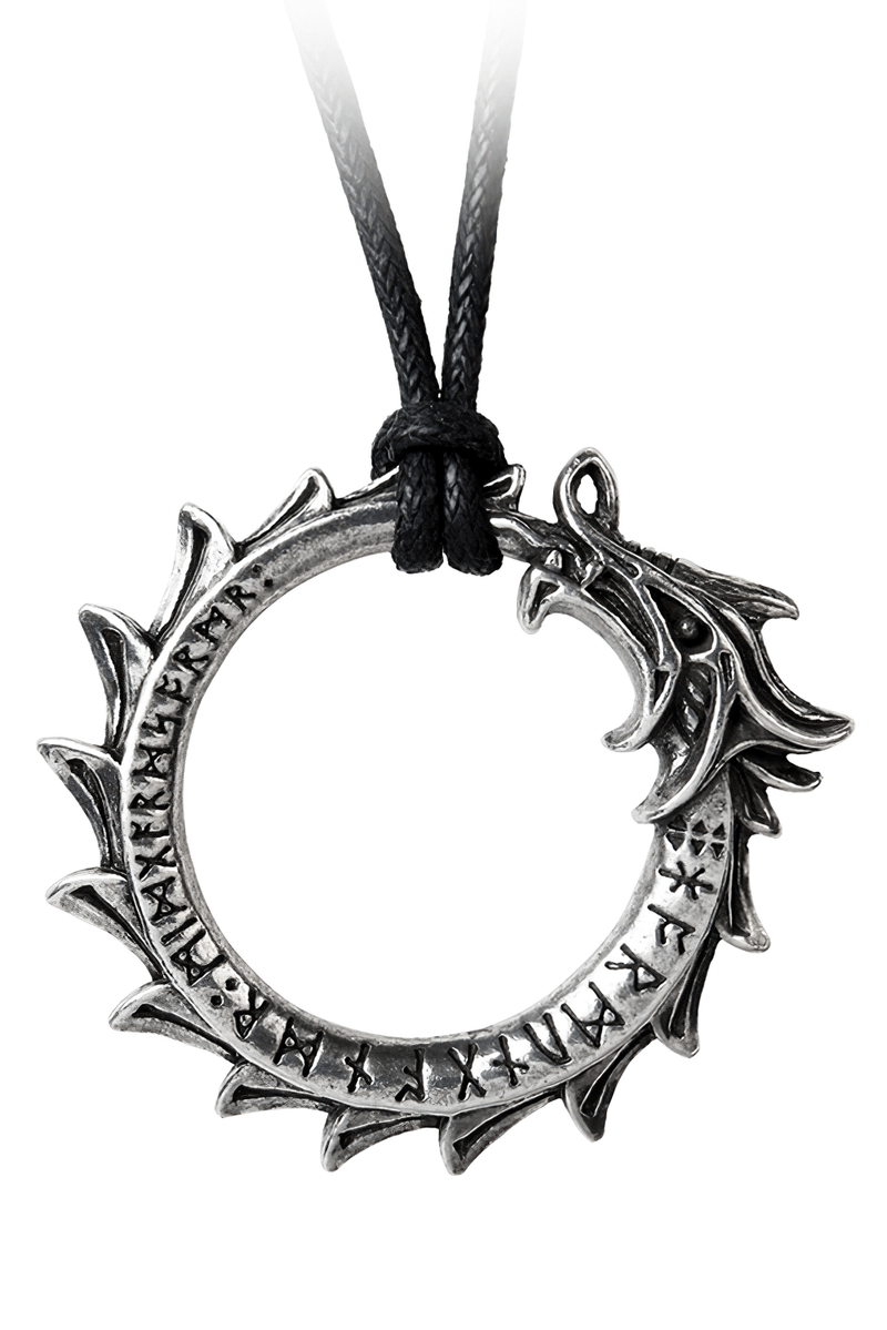 Gothic Norse Dragon Ouroboros Pendant Necklace