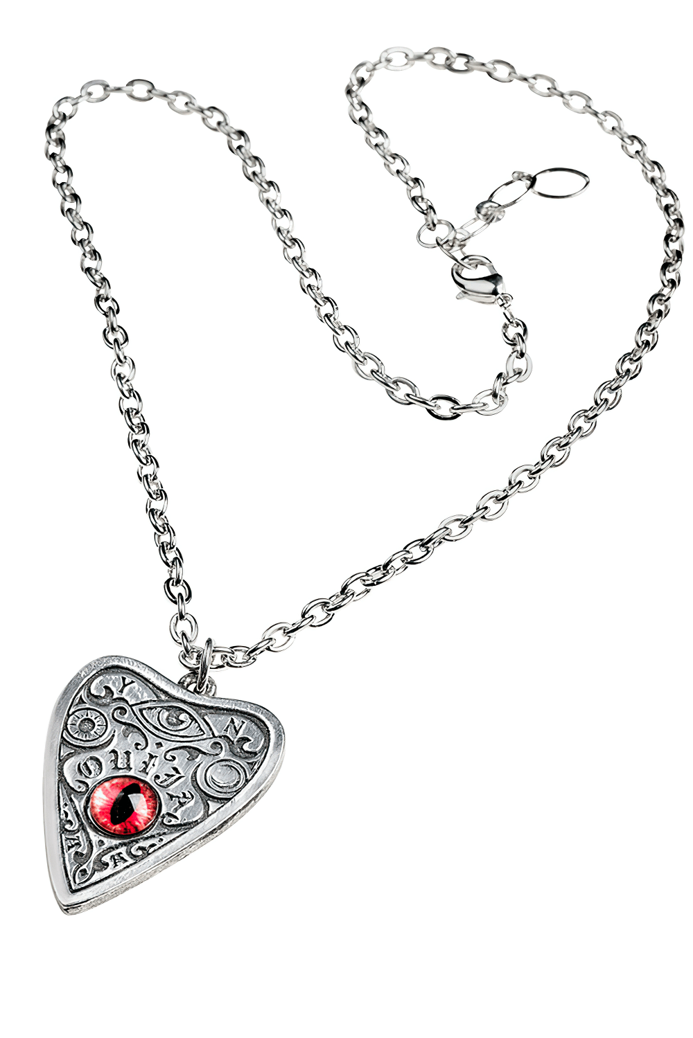 Gothic Ouija Planchette Pendant With Red Eye Gem
