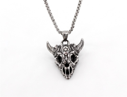 Gothic Pendant in the Form Sheep Skull / Tantrism Star of David / Punk Stainless Steel Biker Jewelry